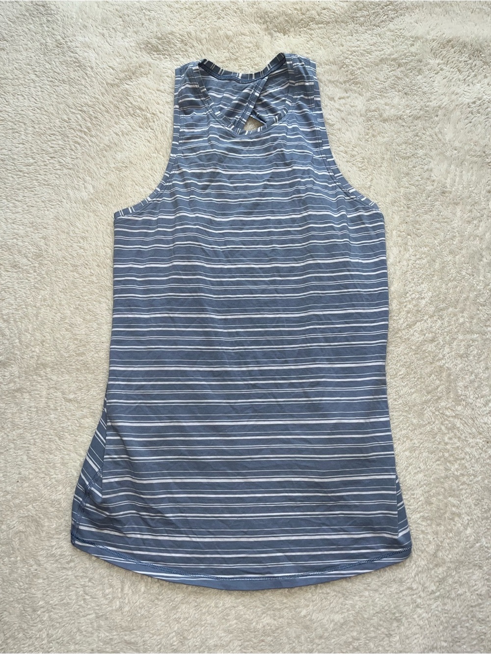 Striped Blue & White Racerback Tank Top